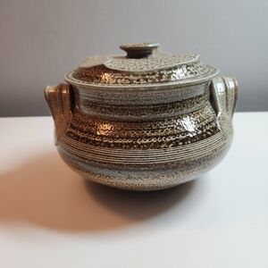 Vintage  Pottery Steamer Crock Ceramic with Lid and Center Chimney